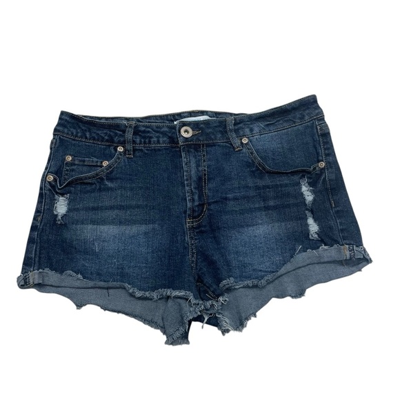 Highway jeans women’s shorts distressed raw hem size 11/12 dark wash - Picture 1 of 7